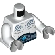 Torso Fur with Wide Belt, Gray Tribal Markings and Ice Chi Emblem Print, White Arms, Light Bluish Gray Hands