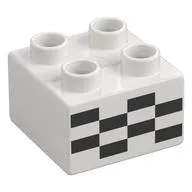 Duplo Brick 2 x 2 with Black Checkered Print