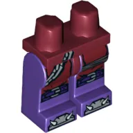 Hips and Dark Purple Legs with Silver Chain, Gray Wrapping, Buckles on Knees and Bones on Feet Print