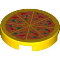 Tile Round 2 x 2 with Bottom Stud Holder with Pizza Print
