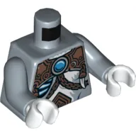 Torso Fur, Glowing Bones, Copper Armor with Rivets, Chains and Blue Round Jewel (Chi) Print, Sand Blue Arms, White Hands