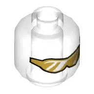 Minifig Head Invizable, Glasses with Gold Lenses with Reflective Lines Print [Hollow Stud]