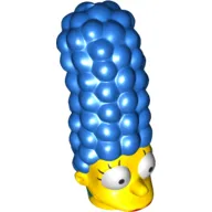 Minifig Head Special, Simpsons, with Tall Hair and Red Lipstick, Dark Turquoise Earrings Print (Marge Simpson)