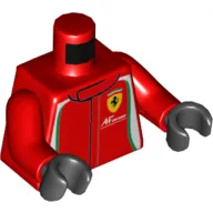 Torso Racing Jacket with Green and White Trim, Ferrari Logo Print, Red Arms, Black Hands