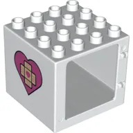 Duplo Door / Window Frame 4 x 4 x 3 - Thin Top with Heart with Bandage Cross with Heart on Both Sides Print