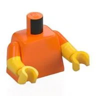 Torso, Dual Molded Arms with Orange Sleeves Pattern, Yellow Arms and Hands