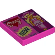 Tile 2 x 2 with Doll and 'MALIBU Stacy WITH NEW HAT!' print