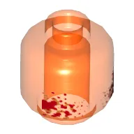 Minifig Head (No Face), Ultron / Iron Legion, Red and Gold Spatter Print