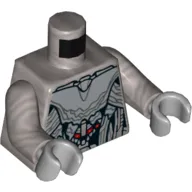 Torso Silver Armor with Red Spots Print (Ultimate Ultron), Flat Silver Arms, Light Bluish Gray Hands