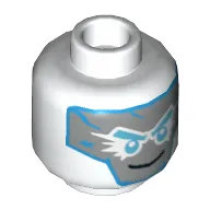 Minifig Head Zane, Dark Azure and Silver Mask and Medium Azure Eyebrows and Eyes Print [Hollow Stud]