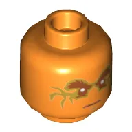 Minifig Head Cole, Dark Orange Eyebrows, Mouth and Eyes with Gold Fractures Print