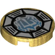 Tile Round 2 x 2 with Bottom Stud Holder with Airjitzu Ice Symbol Print