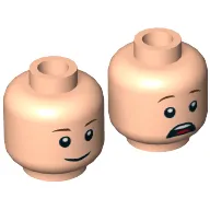 Minifig Head Gray, Brown Eyebrows, Pupils, Smile / Scared Print