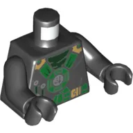 Torso Robes with Green Harness, Dark Green Undershirt, Two Kunai's in Belt Print, Black Arms and Hands