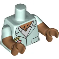 Torso, Dual Molded Arms, Jacket with ID Badge over White Shirt Print, Light Aqua Sleeves Pattern, Medium Nougat Arms and Hands