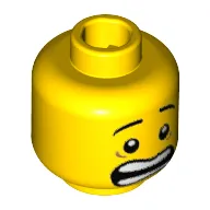 Minifig Head Plant Monster, Mouth Open Scared, White Pupils and Raised Eyebrows Print [Hollow Stud]
