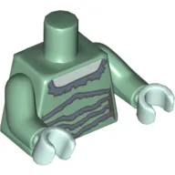 Torso Dress with Sand Blue Lines Print, Sand Green Arms, Light Aqua Hands
