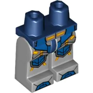 Hips and Light Bluish Gray Legs with Blue Armor and Orange and Yellow Circuitry, Blue Hexagonal Knee Pads and Blue Boots Print