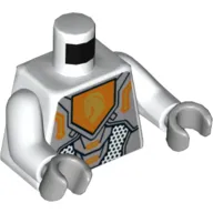Torso Armor, Light Bluish Gray Plates, Orange Shield with Yellow Horse Head Print, White Arms, Light Bluish Gray Hands