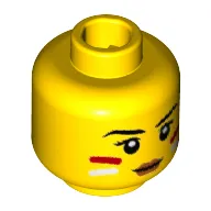 Minifig Head Tribal Woman, Dark Orange Lips, Red/White Stripes/Paint [Hollow Stud]