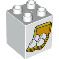 Duplo Brick 2 x 2 x 2 with 4 Eggs in Box Print