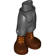 Minidoll Hips and Cropped Trousers with Reddish Brown Boots with Orange Crossed Laces Print