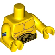 Torso Bare Chest with Muscles and Large Gold and Black Belt Print, Yellow Arms and Hands with Straps Print