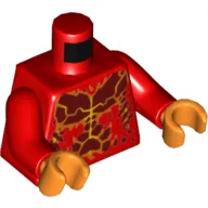 Torso Bare Chest with Dark Red Spots and Yellow and Orange Lava Lines Print, Red Arms, Orange Hands