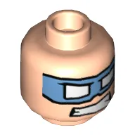 Minifig Head Captain Cold, Medium Blue Eyemask, Clenched Teeth Print [Hollow Stud]