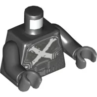 Torso Jacket with White Cross, Belt Print, Black Arms, Dark Bluish Gray Hands