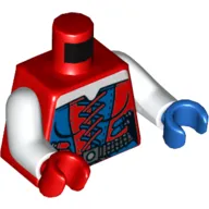 Torso, Odd Hands, Corset with Red and Blue Laces, Dark Bluish Gray Belt Print, White Arms, Left Blue Hand, Right Red Hand
