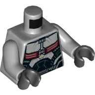Torso Armor, Black, Dark Red and Silver with Backpack Print, Light Bluish Gray Arms, Black Hands