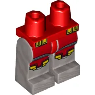 Hips and Flat Silver Legs with Red Armor, Silver Stripes, Red and Yellow Knee Plates and Orange Belt Pouches Print