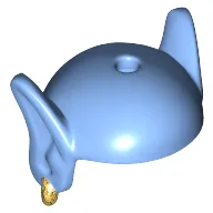 Bald Head with Hole in Top and Long Pointed Ears and Gold Earring in Right Ear [Genie]