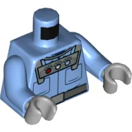 Torso Shirt with Front Pockets under Silver Control Unit with 3 Gauges and Belt with Silver Buckle print, Medium Blue Arms, Light Bluish Gray Hands