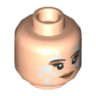 Minifig Head Naare, Peach Lips, White Tribal Tattoos, Smile / Red Tribal Tattoos, Angry Print