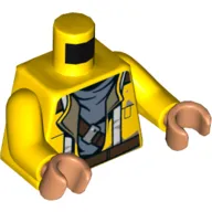 Torso Jacket, Brown Belt and White Suspenders over Gray Undershirt / Suspenders and Belt on Back Print (Rowan), Yellow Arms, Nougat Hands