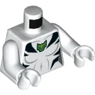 Torso Muscles, Black Tiger Stripes, Green Tiger Head Print, White Arms and Hands