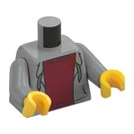 Torso Hoodie, Open over Dark Red Undershirt Print, Light Bluish Gray Arms, Yellow Hands