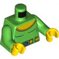 Torso Muscles with Large Yellow Rounded Collar, Belt Print, Bright Green Arms, Yellow Hands