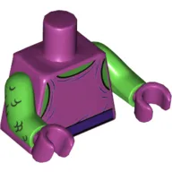 Torso Vest, Green Neck and Dark Purple Belt Print, Bright Green Arms, Magenta Hands