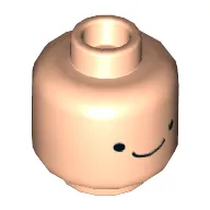 Minifig Head Adventure Time Finn, Dual Sided, Small Eyes, Smile / Open Mouth Smile with Tongue and 3 Teeth Print [Hollow Stud]