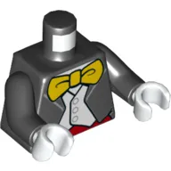 Torso Jacket Formal with White Vest, White Shirt and Large Yellow Bow Tie Print, Black Arms, White Hands