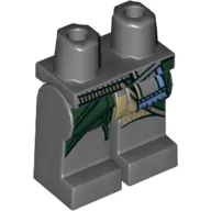 Hips and Dark Bluish Gray Legs with Dark Bluish Gray and Medium Blue Tied Belt with Fringe, Dark Green Coat Tails Print