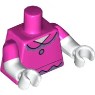 Torso, Dual Molded Arms, Shirt with Collar, Lavender Ruffles and Button Print, Dark Pink Sleeves Pattern, White Arms and Hands