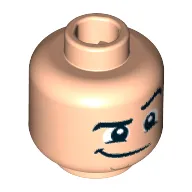 Minifig Head Superman, Dual Sided, Raised Eyebrow, Lopsided Grin Print [Hollow Stud]