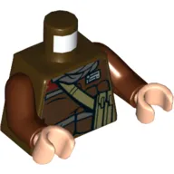 Torso Jacket with Dark Bluish Gray Scarf and Dark Tan Pocket Device Print (Rebel Trooper), Reddish Brown Arms, Light Nougat Hands