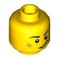 Minifig Head, Eyebrows, White Pupils, Cheek Scuff, Open Mouth Smile Print