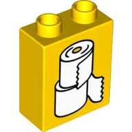 Duplo Brick 1 x 2 x 2 with Bottom Tube and Two White Toilet Paper Rolls Print