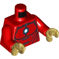 Torso Armor with Silver Plates and Blue and White Hexagon Arc Reactor Print (Iron Man), Red Arms, Pearl Gold Hands